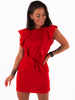 Elegancka sukienka długość mini z falbankami czerwona c339