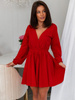 Elegancki kombinezon , sukienka z kopertowym dekoltem czerwony c602 k01