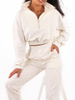 KOMPLET dresowy bawełniany bluza z zamkiem i spodnie biały d136 k01