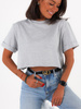Krótka bawełniana bluzka t-shirt basic oversize szara c214 k01