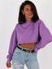 Krótka bawełniana oversizowa bluza dresowa liliowa C100