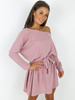 LUŹNA SUKIENKA Z PASKIEM KIMONO OVERSIZE brudny róż X182 d01