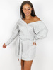 PIKOWANA SUKIENKA WARKOCZE DEKOLT V KIMONO szara X186 k01