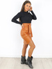SPÓDNICA PRZEKŁADANA Z EKO SKÓRY camel X148 k01