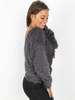 SWETER FLUFFY PRZEKŁADANY TYŁ DEKOLT grafitowy X175 k01