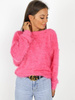 SWETER FLUFFY PRZEKŁADANY TYŁ DEKOLT różowy X175 k01
