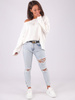Sweter dekolt łódka oversize biały b204 k01