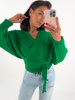 Sweter przekładany kopertowy splot warkocz zielony TH048