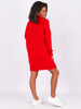 Sweter sukienka z golfem i frędzlami czerwony k02