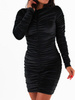 Welurowa sukienka marszczona czarna c354 k01
