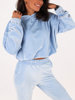 Welurowy dres komplet bluza z kapturem+spodnie baby blue C122