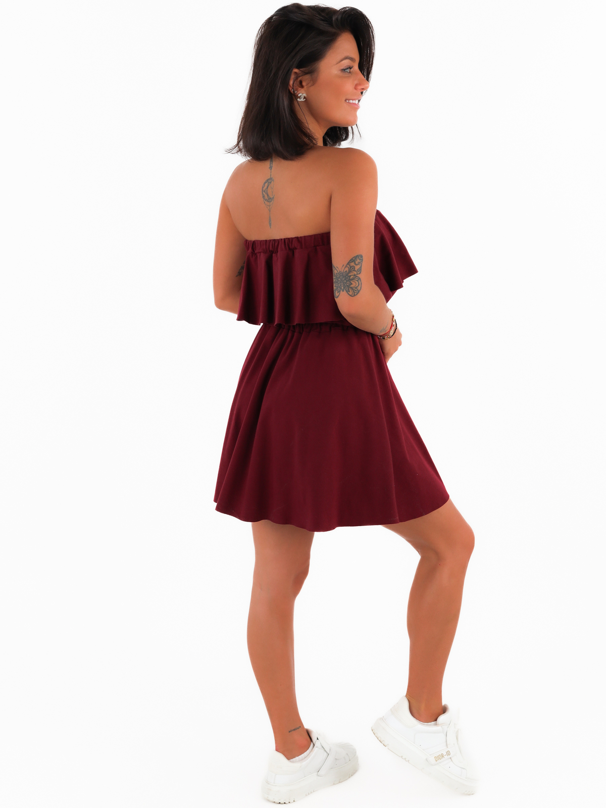 Сукня-корсет в іспанському стилі бордовий C304