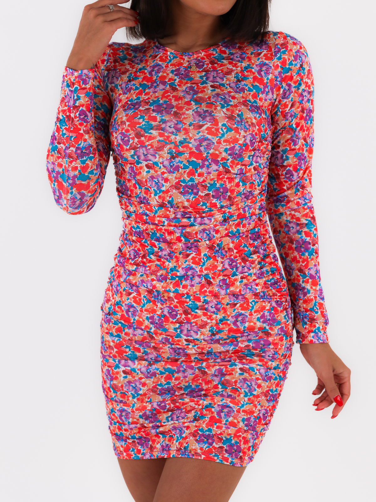 Сукня міні довжини з драпіруванням барвистий C165