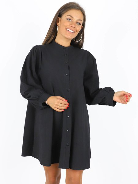 ELEGANCKA SUKIENKA Z KRESZOWANEJ BAWEŁNY GUZIKI czarna X166 k01