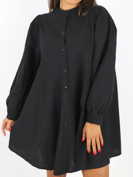 ELEGANCKA SUKIENKA Z KRESZOWANEJ BAWEŁNY GUZIKI czarna X166 k01