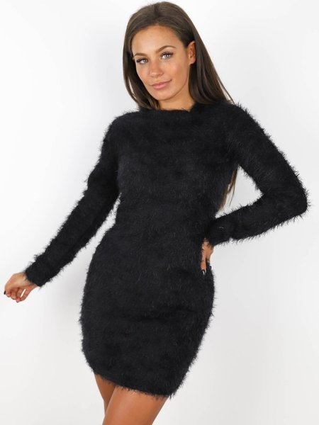 SWETER SUKIENKA FLUFFY czarna X176 k01