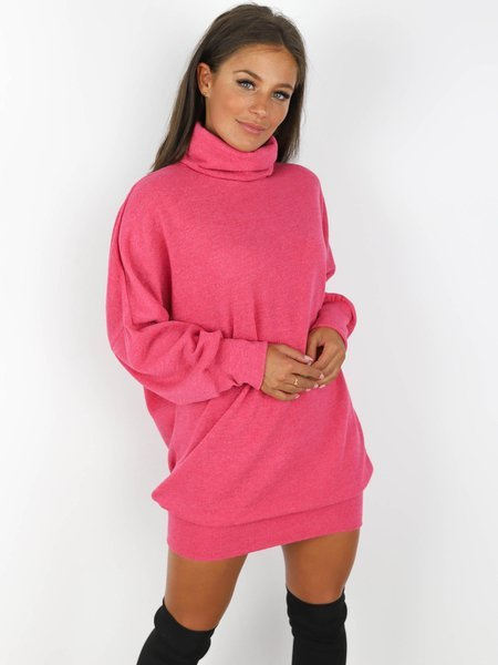 SWETER SUKIENKA Z GOLFEM OVERSIZE amarantowa X183 k01