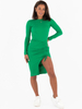 Асиметричне бавовняне плаття міді в рубчик з розрізом зелений C147