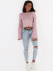 Короткий светр з широкими рукавами брудно-рожевий C416