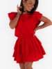 Asymetryczna sukienka z falbankami czerwona c223