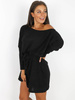 LUŹNA SUKIENKA Z PASKIEM KIMONO OVERSIZE czarna X182 d01