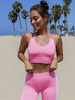STANIK SPORTOWY CROP TOP KRÓTKI PASECZKI różowy G06
