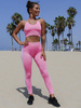 STANIK SPORTOWY CROP TOP KRÓTKI PASECZKI różowy G06