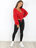 SWETER PRZEKŁADANY WIĄZANY DEKOLT OVERSIZE czerwony X172 d01