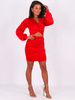 Welurowa dopasowana sukienka z sexy wycięciem czerwona B265 k01
